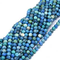 Natural Chrysocolla Beads Strands, Round, 6~6.5mm, Hole: 0.8mm, about 66pcs/strand, 15.55 inch(39.5cm)(G-O201A-01A)