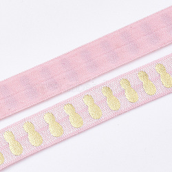 Flat Elastic Cord, Pineapple Pattern, Pink, 15~16x1mm, about 3.28 yards(3m)/roll(EC-T001-03D)