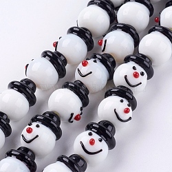 Handmade Lampwork Beads Strands, For Christmas, Snowman, White, 13x20mm, Hole: 1.5~2mm, about 9pcs/strand, 6.89 inch(X-LAMP-N068-5)