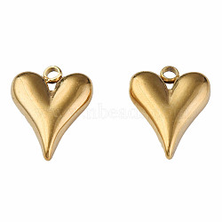 304 Stainless Steel Pendants, with 201 Stainless Steel Loops, Heart, Golden, 16x12x3.5mm, Hole: 1.6mm(STAS-N087-57G)