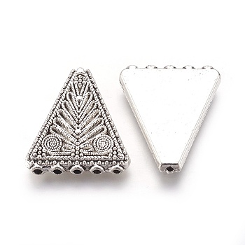Tibetan Style Alloy Chandelier Components, Triangle, Antique Silver, 27x23.5~24x4mm, Hole: 1.6mm