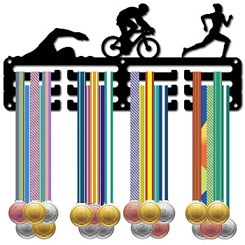 Sports Theme Iron Medal Hanger Holder Display Wall Rack, 3-Line, with Screws, Sports, 130x290mm, Hole: 5mm