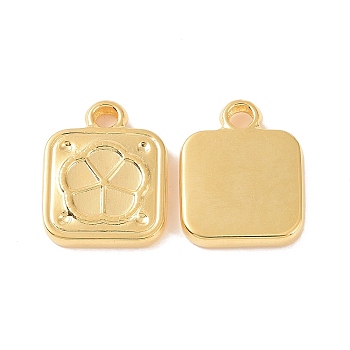 Ion Plating(IP) 304 Stainless Steel Enamel Settings, Square with Flower Charms, Golden, 18x14x3mm, Hole: 2.6mm