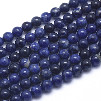 Natural Sodalite Beads Strands, Grade A, Round, 6mm, Hole: 1mm, about 66pcs/strand, 15.5 inch(39.5cm)