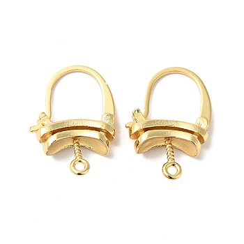 Brass Oval Hoop Earring Findings with Latch Back Closure, with Horizontal Loops, Cadmium Free & Nickel Free & Lead Free, Real 18K Gold Plated, 20x13x3.5mm, Pin: 0.5x1mm