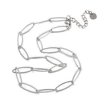 304 Stainless Steel Horse Eye Link Chain Necklace, Stainless Steel Color, 16.42 inch(41.7cm)