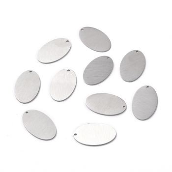 304 Stainless Steel Pendants, Double Side Drawbench, Stamping Blank Tag, Oval, Stainless Steel Color, 24.5x15x1mm, Hole: 1.2mm