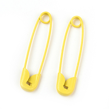 Iron Safety Pins, Yellow, 30x7x2mm, Pin: 0.7mm