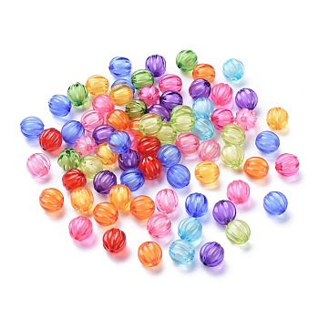 Transparent Acrylic Beads, Bead in Bead, Round, Pumpkin, Mixed Color, 12mm, Hole: 2mm, about 630pcs/500g