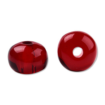 Resin Beads, Imitation Beeswax, Flat Round, Red, 8x4.5mm, Hole: 1.6~1.8mm