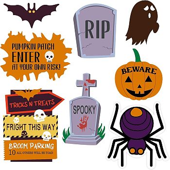 Plastic Yard Signs Display Decorations, for Outdoor Garden Decoration, Halloween Themed Mixed Shapes, Mixed Color, 150x330x4mm