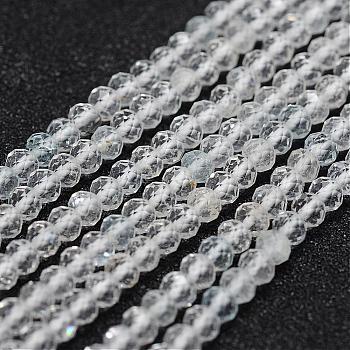 Natural Topaz Crystal Bead Strands, Round, Faceted, 3mm, Hole: 0.5mm, about 130pcs/strand, 15.3 inch(39cm)