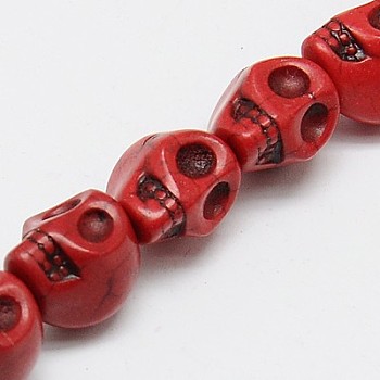 Synthetic Turquoise Beads Strands, Dyed, Skull, Dark Red, 12x10x11mm, Hole: 1mm, about 506pcs/1000g