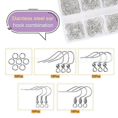80Pcs 5 Style 304 Stainless Steel Earring Hooks(STAS-YW0001-24)-2