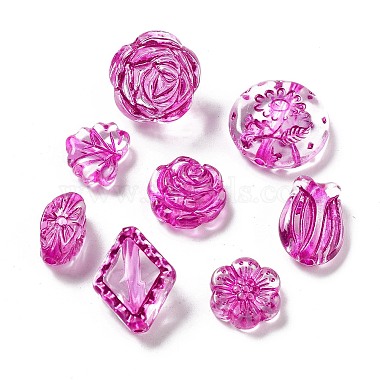Medium Violet Red Mixed Shapes Acrylic Beads