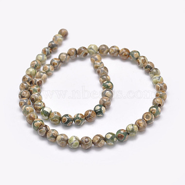 Natural Tibetan Turtle Back Pattern dZi Agate Beads Strands(G-F354-04)-2