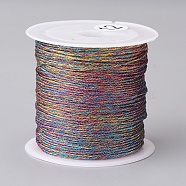 Metallic Thread, Embroidery Thread, for Jewelry Making, Colorful, 0.8mm, about 25m/roll, 1roll(MCOR-CJ0001-03A)