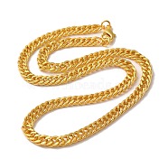 Iron Cuban Link Chain Necklaces for Women Men, Golden, 17.72 inch(45cm), Link: 9x6x1.2mm.(NJEW-A028-01E-G)