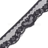 Nylon Lace Trim, for Jewelry Making, Flower Pattern, Black, 1-1/8 inch(29mm), about 5.47 Yards(5m)/Bag(OCOR-XCP0001-53)