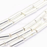 Electroplate Non-magnetic Synthetic Hematite Beads Strands, Grade AA, Long-Lasting Plated, Column, Silver Plated, 13x4mm, Hole: 1mm, about 30pcs/strand, 15.7 inch(40cm)(G-L485-18-S)