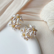 Sweet Shell Pearl Daisy Stud Earrings, Elegant Style Fashion Jewelry(ZH3282)