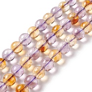 Natural Amethyst and Natural Citrine Beads Strands, Grade A, Round, 8mm, Hole: 0.9mm, about 48pcs/strand, 14.96~15.08''(38~38.3cm)(G-E044-01)