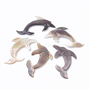 Black Lip Shell Cabochons, Dolphin, Black, 25x44.5x2mm(SSHEL-Q303-003)