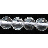 Gemstone Beads Strands, Quartz Crystal, Faceted(128 Facets), Round, Synthetic Crystal, 6mm, Hole: 0.8mm, about 67pcs/strand, 15.5 inch(GSFR6mm187-128)