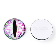 Glass Cabochons, Half Round with Evil Eye, Vertical Pupil, Orchid, 20x6.5mm(GGLA-T004-02-C)