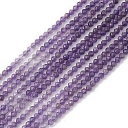 Natural Amethyst Beads Strands, Faceted, Round, 3~3.5mm, Hole: 0.6mm, about 119pcs/strand, 15.28''(38.8cm)(G-B037-02A)
