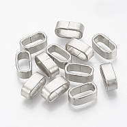 304 Stainless Steel Slide Charm, Rectangle Oval, Stainless Steel Color, 12.5x5x7mm, Hole: 4x10mm(X-STAS-T031-06)
