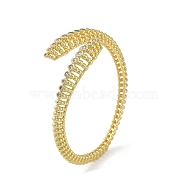 Hollow Snake Brass Micro Pave Cubic Zirconia Cuff Bangles, Long-Lasting Plated, Lead Free & Cadmium Free, Real 18K Gold Plated, Inner Diameter: 2-1/4 inch(5.7cm)(BJEW-D039-05G)