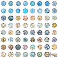 Printed Picture Glass Cabochons, Half Round/Dome, Floral Series, Mixed Color, 24.5~25x6~7mm(GGLA-YW0001-01A)