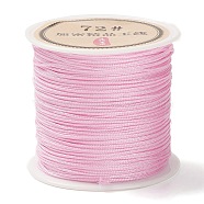 50 Yards Nylon Chinese Knot Cord, Nylon Jewelry Cord for Jewelry Making, Pink, 0.8mm(NWIR-C003-01A-10)