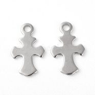 304 Stainless Steel Pendants, Cross, Stainless Steel Color, 21x13x1mm, Hole: 2mm(STAS-F192-069P)