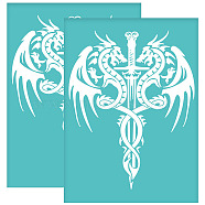 Self-Adhesive Silk Screen Printing Stencil, for Painting on Wood, DIY Decoration T-Shirt Fabric, Turquoise, Dragon, 195x140mm(DIY-WH0337-080)