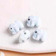 Handmade Porcelain Beads, for Bracelet/Necklace Decoration, DIY Jewelry Accessories, Elephant, Light Sky Blue, 11x14mm(PW-WGF9028-03)