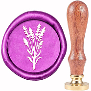 Brass Wax Seal Stamp, with Wood Handle, Golden, for DIY Scrapbooking, Flower Pattern, 20mm(AJEW-WH0337-003)
