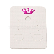 50Pcs Rectangle Paper Crown Print Earring Display Cards, Jewelry Display Cards for Earring Stud Storage, Camellia, 4.7x3.8x0.05cm, Hole: 6.8x11mm and 6.2mm and 1.6mm.(CDIS-M008-01B)