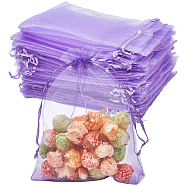 100Pcs Organza Bags Jewellery Storage Pouches Wedding Favour Party Mesh Drawstring Gift, Medium Purple, 18x13cm, 100pcs/set(OP-SP0001-01D)