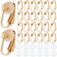 40Pcs 304 Stainless Steel Clip-on Earring Findings, with 40Pcs Comfort Plastic Pads for Clip on Earrings, Golden, 16x7.5x10mm(STAS-SP0001-23G)