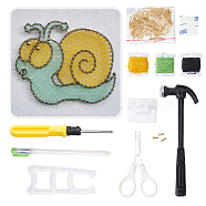 Snail Winding Drawing Sets, Including Screwdriver, Hammer, Density Board, Pen, Plastic Holder Accessories, Iron Nails & Screws, Scissor, Polyester Thread, Colorful, 20.4x20.4x1.5cm, Hole: 0.1cm(DIY-WH0188-25)