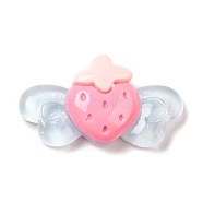 Translucent Resin Cabochons, Strawberry with Wings, Light Sky Blue, 14.5~15x26x7~7.5mm(RESI-C035-02E)