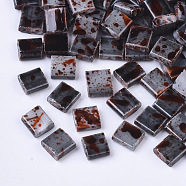 2-Hole Glass Seed Beads, Antique Style, Rectangle, Gray, 5x4.5~5.5x2~2.5mm, Hole: 0.5~0.8mm(SEED-S023-26C-15)