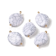 Acrylic Pendants, Imitation Gemstone, with Brass Loops, Oval, WhiteSmoke, 21.5x13.5x6mm, Hole: 2mm(MACR-C033-04B)