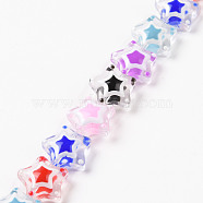 Handmade Lampwork Beads Strands, Star, Mixed Color, 11.5x12.5x6mm, Hole: 0.7mm, about 33pcs/strand, 14.57''(37cm)(LAMP-E033-03J)