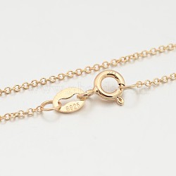 Sterling Silver Rolo Chain Necklaces, with Spring Ring Clasps, Thin Chain, Rose Gold, 18 inch, 1mm(X-STER-M086-21B)