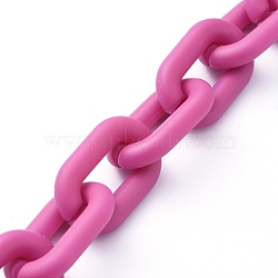 Handmade Acrylic Cable Chains, Oval, for Jewelry Making, Medium Violet Red, 31x19.5x5.5mm, 39.37 inch(1m)/strand(AJEW-JB00630-02)