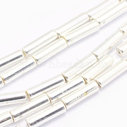 Electroplate Non-magnetic Synthetic Hematite Beads Strands, Grade AA, Long-Lasting Plated, Column, Silver Plated, 13x4mm, Hole: 1mm, about 30pcs/strand, 15.7 inch(40cm)(G-L485-18-S)