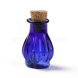 Miniature Glass Bottles, with Cork Stoppers, Empty Wishing Bottles, for Dollhouse Accessories, Jewelry Making, Medium Blue, 25x14mm(GLAA-H019-01C)
